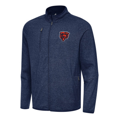 Куртка Chicago Bears Antigua Heather Navy Bear Logo Hold-Up Tri-Blend Full-Zip