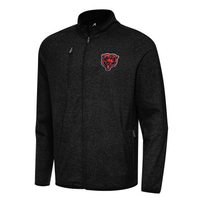 Куртка Chicago Bears Antigua Heather Black Bear Logo Hold-Up Tri-Blend Full-Zip
