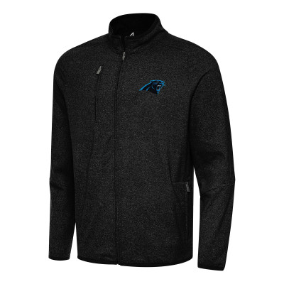 Куртка Carolina Panthers Antigua Heather Black Hold-Up Tri-Blend Full-Zip
