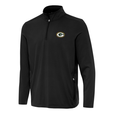Green Bay Packers Antigua Black Perilous Quarter-Zip Pullover Top