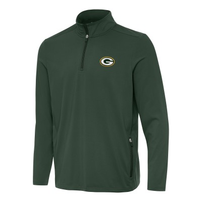 Green Bay Packers Antigua Green Perilous Quarter-Zip Pullover Top