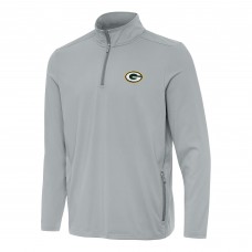 Green Bay Packers Antigua Gray Perilous Quarter-Zip Pullover Top