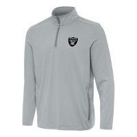 Las Vegas Raiders Antigua Gray Perilous Quarter-Zip Pullover Top