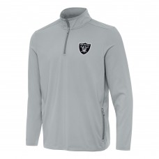 Las Vegas Raiders Antigua Gray Perilous Quarter-Zip Pullover Top