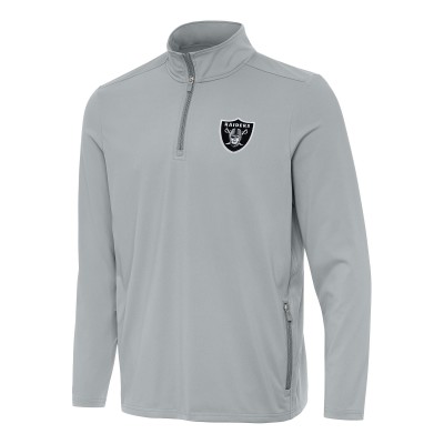 Las Vegas Raiders Antigua Gray Perilous Quarter-Zip Pullover Top
