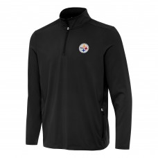 Pittsburgh Steelers Antigua Black Perilous Quarter-Zip Pullover Top