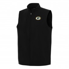 Green Bay Packers Antigua Black Regard Full-Zip Vest