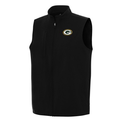 Green Bay Packers Antigua Black Regard Full-Zip Vest