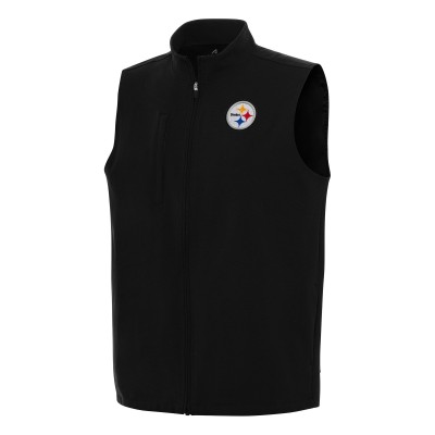 Pittsburgh Steelers Antigua Black Regard Full-Zip Vest