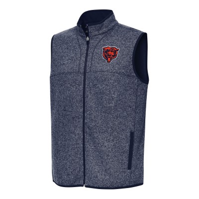 Chicago Bears Antigua Heather Navy Fortune Full-Zip Vest