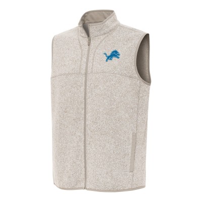 Detroit Lions Antigua Oatmeal Fortune Full-Zip Vest