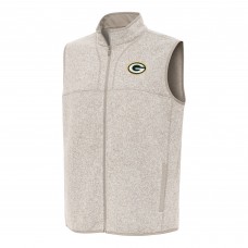 Green Bay Packers Antigua Oatmeal Fortune Full-Zip Vest