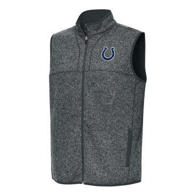 Indianapolis Colts Antigua Heather Charcoal Fortune Full-Zip Vest