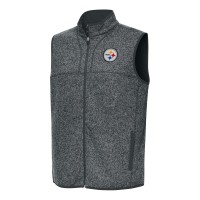 Pittsburgh Steelers Antigua Heather Charcoal Fortune Full-Zip Vest