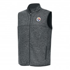 Pittsburgh Steelers Antigua Heather Charcoal Fortune Full-Zip Vest