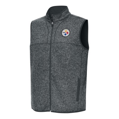 Pittsburgh Steelers Antigua Heather Charcoal Fortune Full-Zip Vest