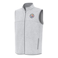 Pittsburgh Steelers Antigua Heather Gray Fortune Full-Zip Vest