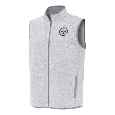 Pittsburgh Steelers Antigua Heather Gray Fortune Full-Zip Vest