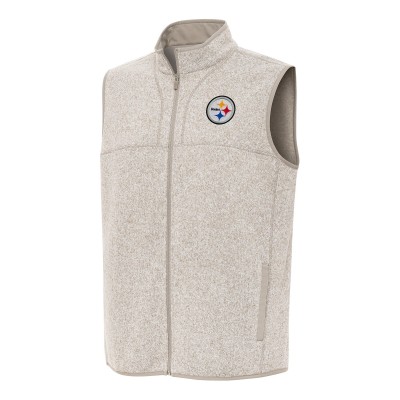 Pittsburgh Steelers Antigua Oatmeal Fortune Full-Zip Vest