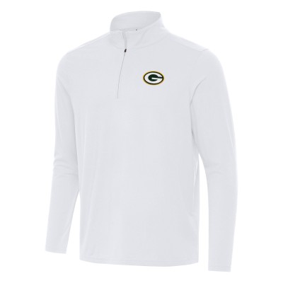 Green Bay Packers Antigua White Intent Quarter-Zip Pullover Top