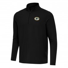 Green Bay Packers Antigua Black Intent Quarter-Zip Pullover Top