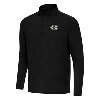 Green Bay Packers Antigua Black Intent Quarter-Zip Pullover Top