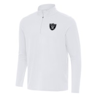 Las Vegas Raiders Antigua White Intent Quarter-Zip Pullover Top
