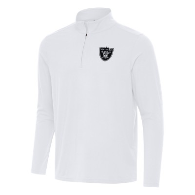 Las Vegas Raiders Antigua White Intent Quarter-Zip Pullover Top