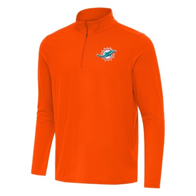 Miami Dolphins Antigua Orange Intent Quarter-Zip Pullover Top