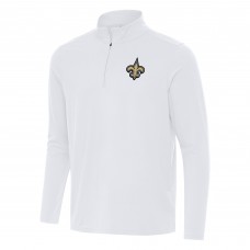 New Orleans Saints Antigua White Intent Quarter-Zip Pullover Top