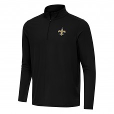 New Orleans Saints Antigua Black Intent Quarter-Zip Pullover Top