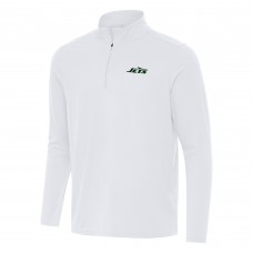 New York Jets Antigua White Intent Quarter-Zip Pullover Top New York Jets Antigua White Intent Quarter-Zip Pullover Top
