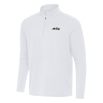 New York Jets Antigua White Intent Quarter-Zip Pullover Top