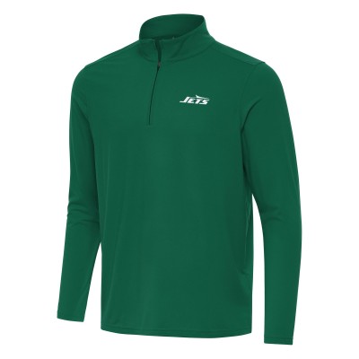 New York Jets Antigua Green Intent Quarter-Zip Pullover Top