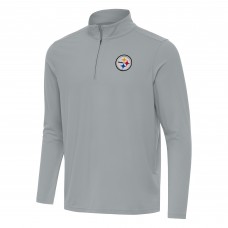 Pittsburgh Steelers Antigua Gray Intent Quarter-Zip Pullover Top