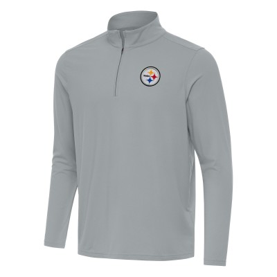Pittsburgh Steelers Antigua Gray Intent Quarter-Zip Pullover Top