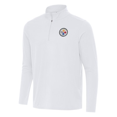 Pittsburgh Steelers Antigua White Intent Quarter-Zip Pullover Top