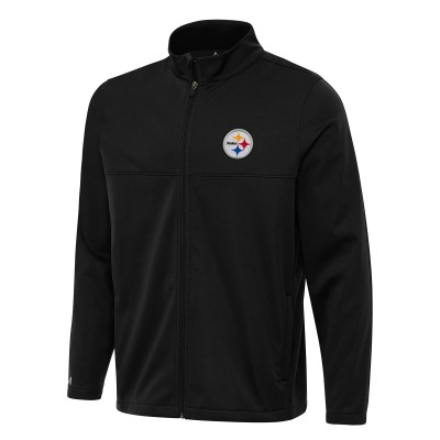 Pittsburgh Steelers Antigua Black Links 2 Full-Zip Golf Jacket