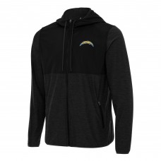 Los Angeles Chargers Antigua Black/Charcoal Sway Full-Zip Hoodie