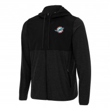 Miami Dolphins Antigua Black/Charcoal Sway Full-Zip Hoodie