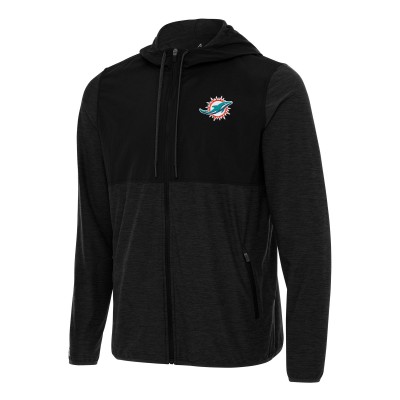 Miami Dolphins Antigua Black/Charcoal Sway Full-Zip Hoodie