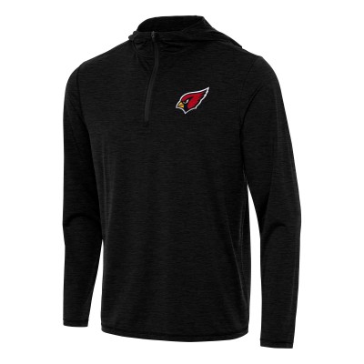 Arizona Cardinals Antigua Heather Black Tidy Quarter-Zip Pullover Hoodie