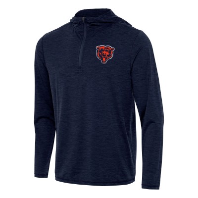 Толстовка Chicago Bears Antigua Heather Navy Bear Logo Tidy Quarter-Zip