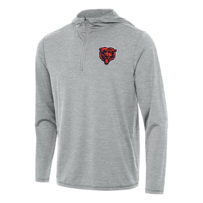 Толстовка Chicago Bears Antigua Heather Gray Bear Logo Tidy Quarter-Zip
