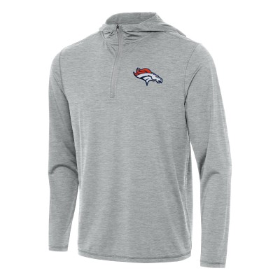 Толстовка Denver Broncos Antigua Heather Gray Tidy Quarter-Zip