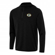 Толстовка Green Bay Packers Antigua Heather Black Tidy Quarter-Zip
