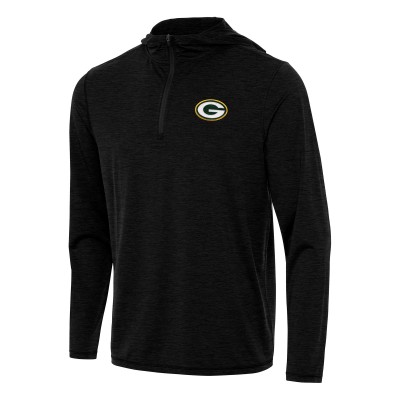 Толстовка Green Bay Packers Antigua Heather Black Tidy Quarter-Zip