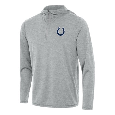 Indianapolis Colts Antigua Heather Gray Tidy Quarter-Zip Pullover Hoodie
