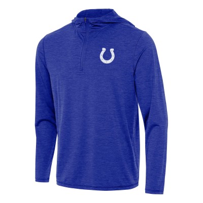 Indianapolis Colts Antigua Heather Royal Tidy Quarter-Zip Pullover Hoodie