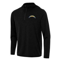 Los Angeles Chargers Antigua Heather Black Tidy Quarter-Zip Pullover Hoodie